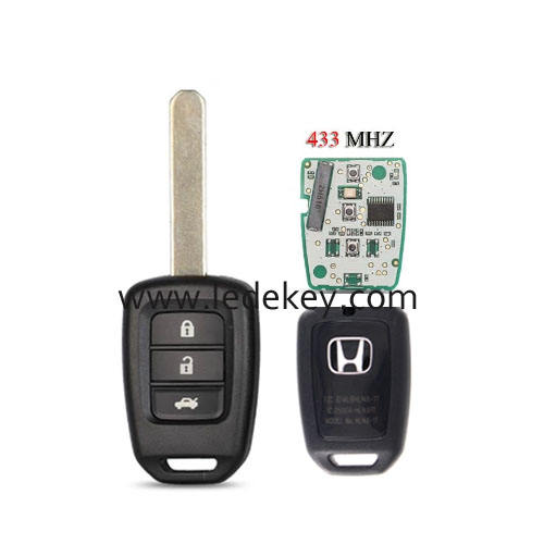 Honda 3 button remote key with logo 433Mhz with ID47&7961X chip  (FCC ID:MLBHLIK6-1T)