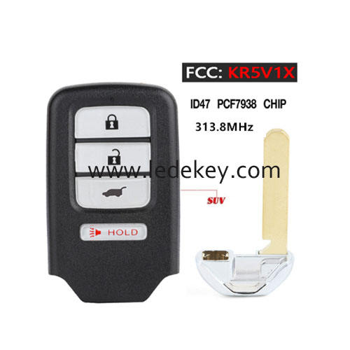 4 button Honda smart remote key with logo 313.8MHz ID47 chip (FCC ID : KR5V1X) For Honda HR-V FIT EX-L CRV 2016 2017 2018