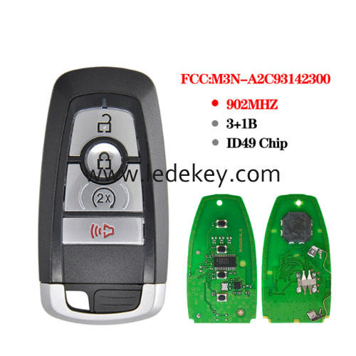 4 button Ford smart key 902MHz ID49 chip (FCC ID : M3N-A2C93142300) for Ford Edge Explorer Fusion Mustang