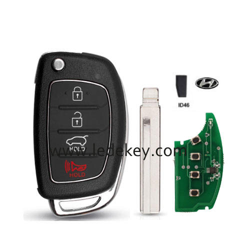 Hyundai 4 button flip remote key middle right blade 433Mhz ID46 chip