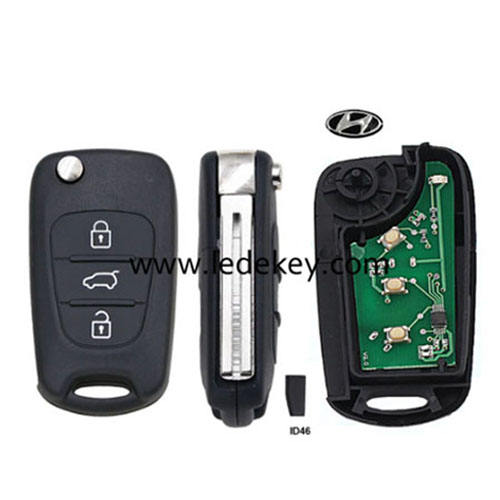 Hyundai 3 button remote key with 433Mhz with ID46 chip