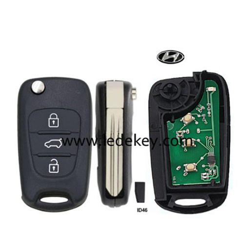 Hyundai 3 button remote key Left blade with 433Mhz with ID46 chip