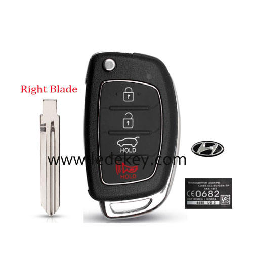 Hyundai 3+1 button flip key shell right key blade