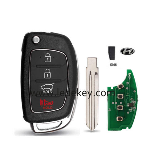 Hyundai 4 button flip remote key left blade 315Mhz ID46 chip