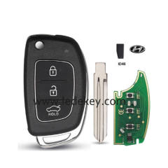 Hyundai 3 button flip remote key left blade with 433Mhz 46 chip