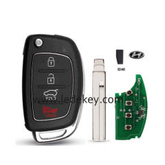 Hyundai 4 button flip remote key middle left blade 433Mhz ID46 chip