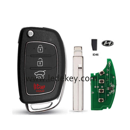 Hyundai 4 button flip remote key middle left blade 433Mhz ID46 chip