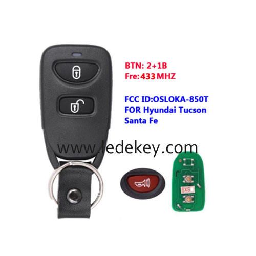 Hyundai 3 button remote key 433Mhz (FCC ID : OSLOKA-850T ) for Hyundai Tucson Santa Fe 2005-2009