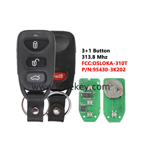Hyundai 4 button remote key 313.8Mhz (FCC ID : OSLOKA-310T ) for Hyundai Elantra Sonata 2007-2010 For Accent 2011 2012