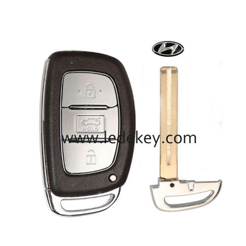 Hyundai 3 button smart key shell Middle blade （Hold button in the middle）