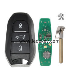 Peugeot keyless remote key with 434Mhz and 4A chip 307/VA2 blade with logo/without logo