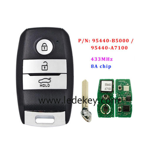 Kia 3 button Keyless-go smart key 433MHz 8A chip (P/N: 95440-B5000 95440-A7100) For KIA K3 Forte Cerato 2013 - 2016