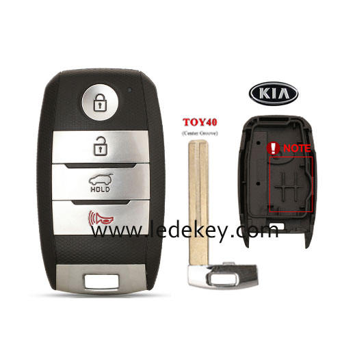 Kia 4 button smart key shell TOY40 Blade no battry clamp