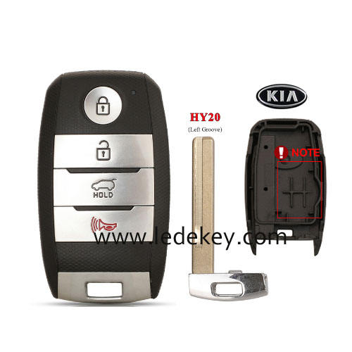 Kia 4 button smart key shell HY20 Blade no battry clamp