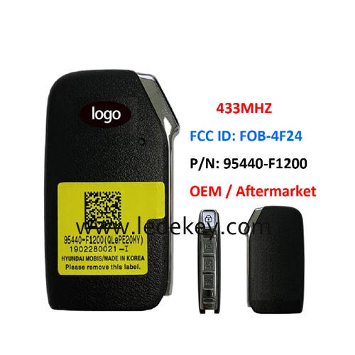 Kia 4 button Keyless-go smart key 433MHz ID47 chip (P/N: 95440-F1200 FCC ID: FOB-4F24) For KIA Sportage 2019 - 2021