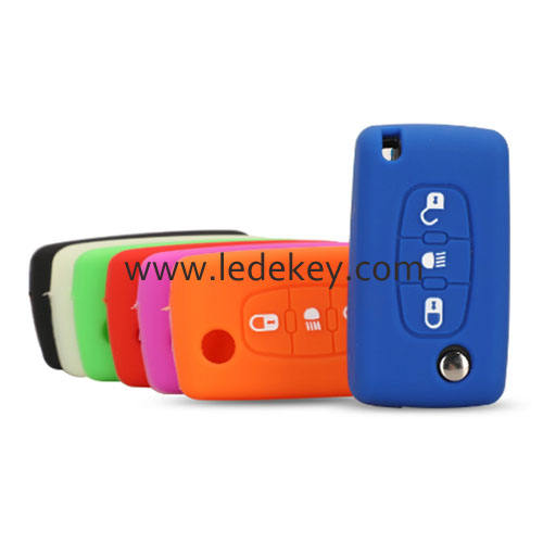Silicone key cover for Citroen Peugeot(7 colors optional)