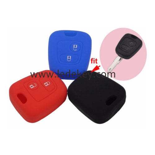 2 buttons Silicone key cover for Peugeot Citroen (3 colors optional)