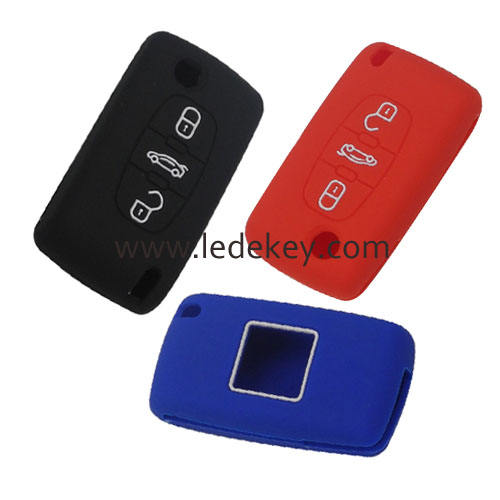 Silicone key cover for Citroen Peugeot(3 colors optional)