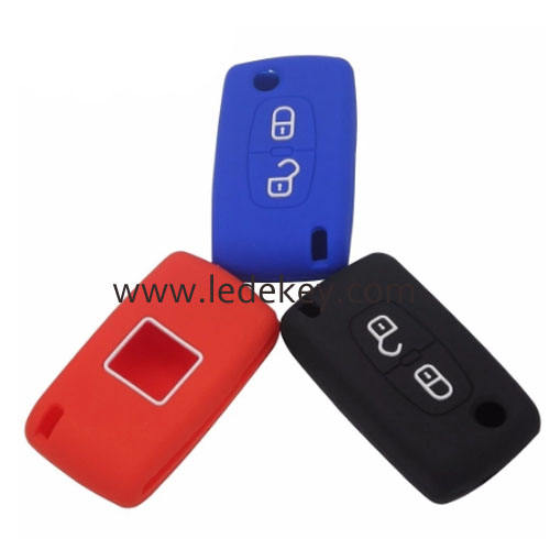 Silicone key cover for Citroen Peugeot(3 colors optional)