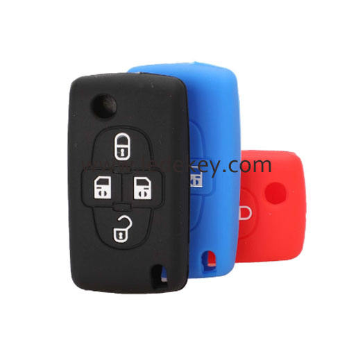 Silicone key cover for Citroen Peugeot(3 colors optional)