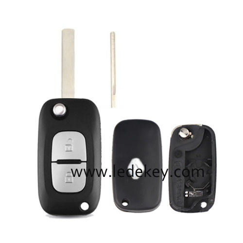 Ren-ault 2 button flip remote key shell HU83 blade with logo