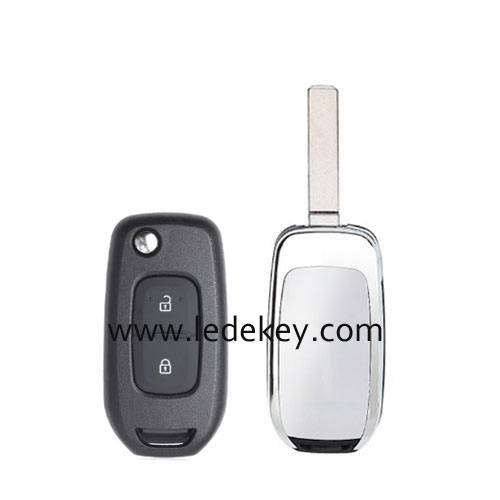 Ren-ault 2 button flip remote key shell VA2 blade no logo