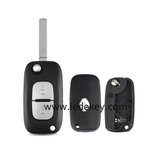 Ren-ault 2 button flip remote key shell VA2 blade with logo