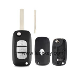 Ren-ault 3 button flip remote key shell HU83 blade with logo
