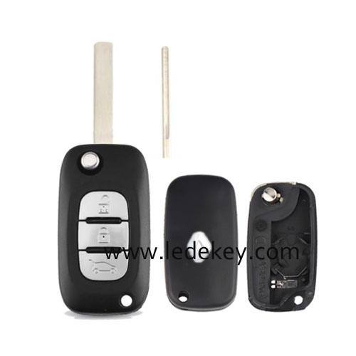 Ren-ault 3 button flip remote key shell HU83 blade with logo