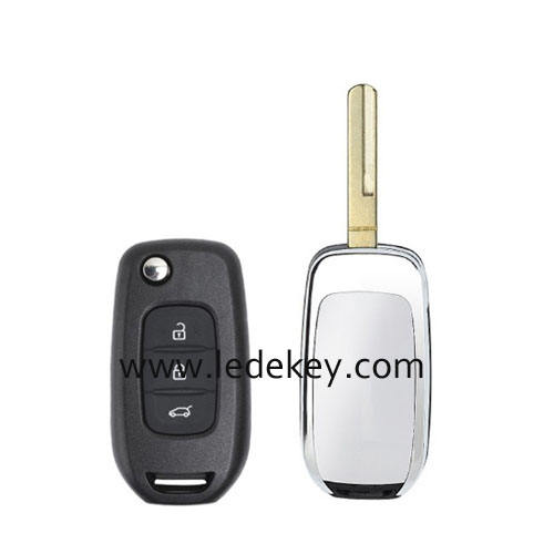 Ren-ault 3 button flip remote key shell HU56R blade no logo