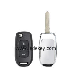 Ren-ault 3 button flip remote key shell HU136 blade no logo