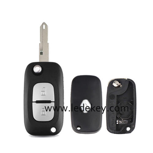 Ren-ault 2 button flip remote key shell NE73 blade with logo