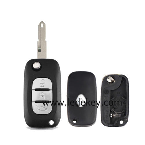 Ren-ault 3 button flip remote key shell NE73 blade with logo