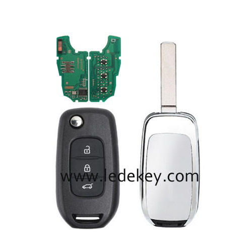Ren-ault 3 button flip remote key VA2 blade with 433Mhz 4A-PCF7961M Chip (no logo) FCC ID : CWTWB1G767