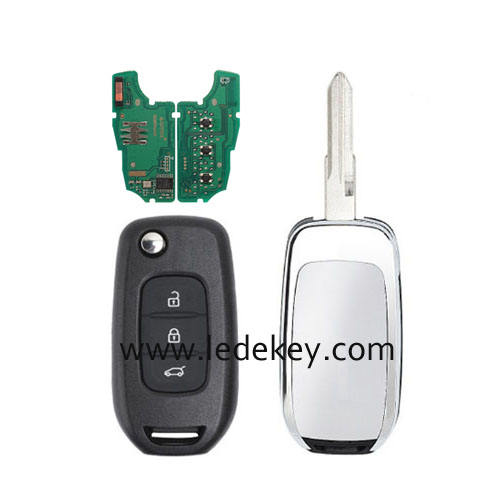 Ren-ault 3 button flip remote key VAC102 blade with 433Mhz 4A-PCF7961M Chip (no logo) FCC ID : CWTWB1G767