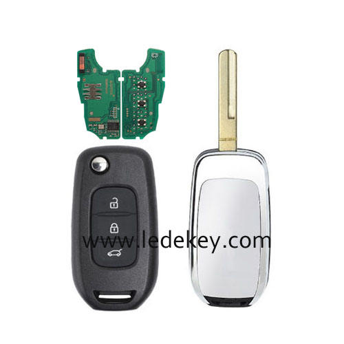 Ren-ault 3 button flip remote key HU56R blade with 433Mhz 4A-PCF7961M Chip (no logo) FCC ID : CWTWB1G767