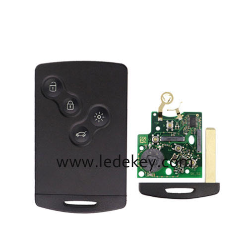 No Logo Ren-ault Koleos Keyless Go 4 buttons remote key card FSK with 433Mhz ID46-PCF7952 Chip For Ren-ault Koleos 2008-2011