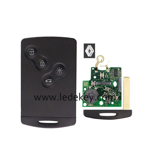 With Logo For Renault Megane III Laguna III Keyless Go 4 buttons remote key card FSK with 433Mhz ID46-PCF7952 Chip For Ren-ault Megane III Laguna III Scenic 2008-2015