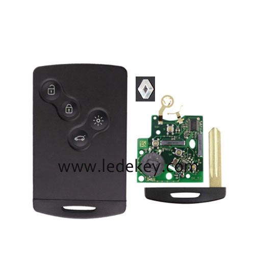 With Logo NSN14 Blade Ren-ault Koleos Keyless Go 4 buttons remote key card FSK with 433Mhz ID46-PCF7952 Chip For Ren-ault Koleos 2008-2011