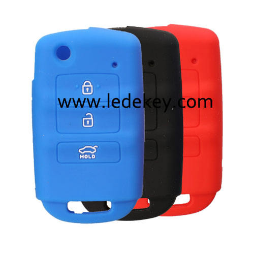 3 buttons Silicone key cover for Hyundai Kia (3 colors optional)
