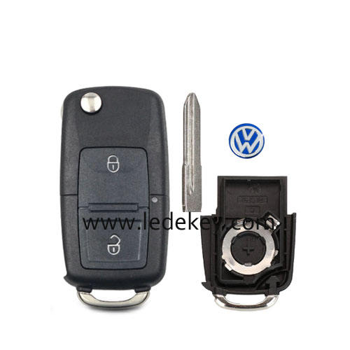 VW 2 button flip remote key shell with HU49 blade