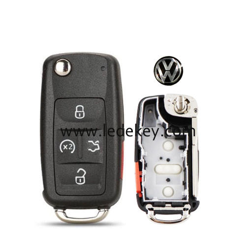 VW 4+1 button flip car key shell