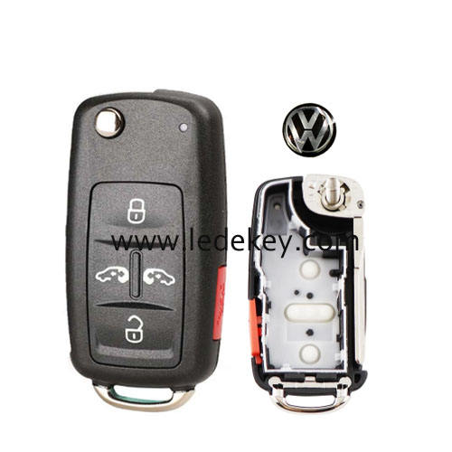 VW 4+1 button flip car key shell