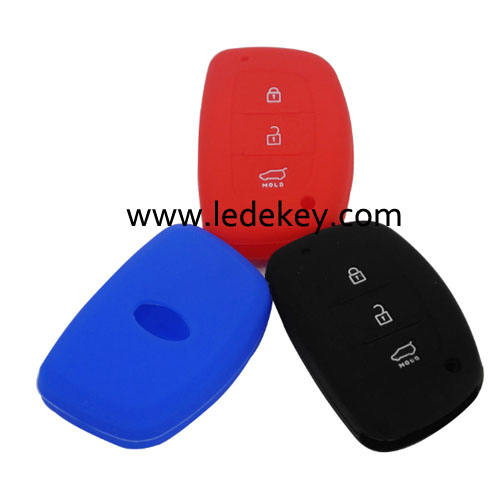 3 buttons Silicone key cover for Hyundai Kia (3 colors optional)