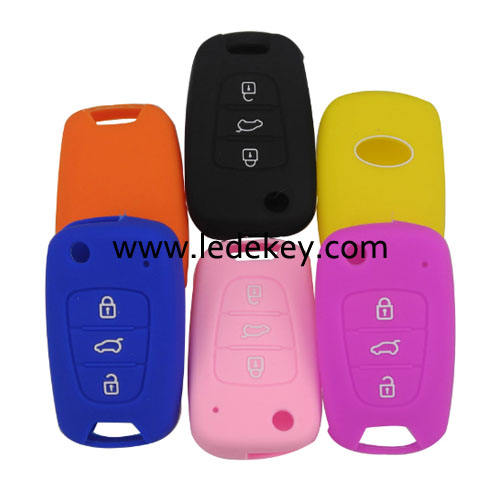 3 buttons Silicone key cover for Hyundai Kia (6 colors optional)