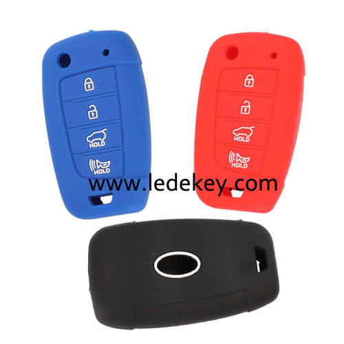 4 buttons Silicone key cover for Hyundai Kia (3 colors optional)