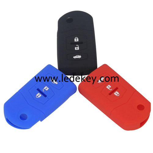 3 buttons Silicone key cover for Mazda (3 colors optional)