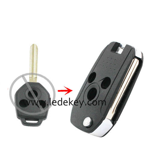 Subaru 3 button modified folding flip key shell with logo