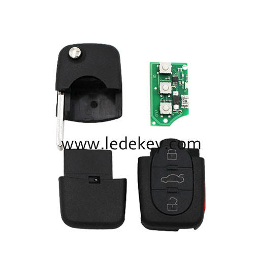 Audi 3+1 button remote key with 315Mhz ID48 chip FCC ID : 4D0837231E/4D0837231P
