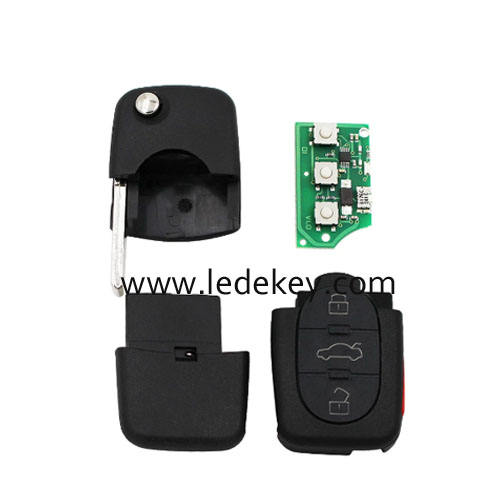 Audi 3+1 button remote key with 315Mhz ID48 chip FCC ID : 4D0837231M